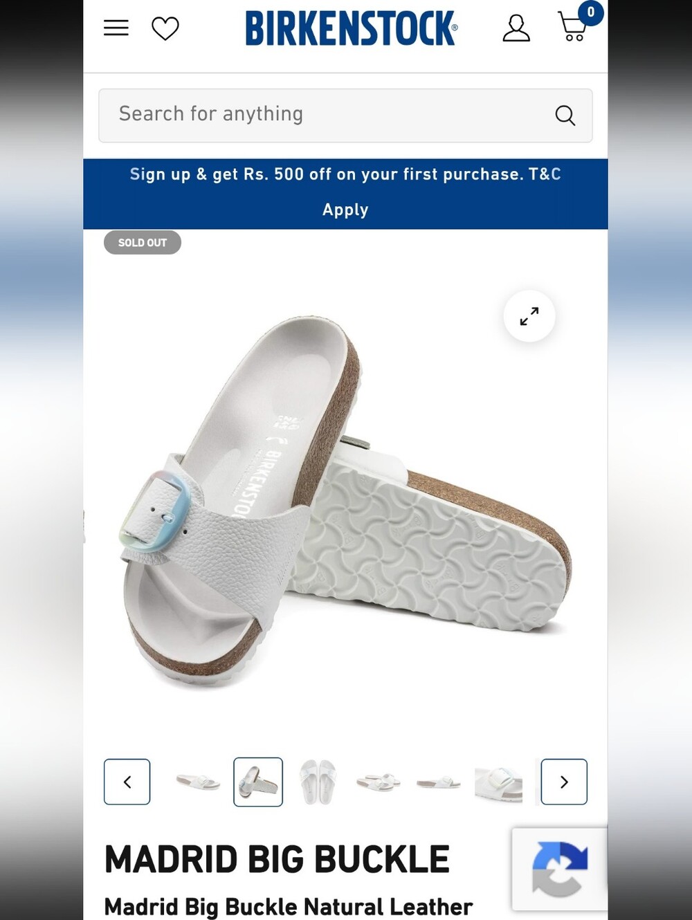 Birkenstock Madrid Leather Big Buckle White Slide Sandals with Pastel Buckle